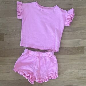 Primark Kids Light Pink Ruffle Shorts Set